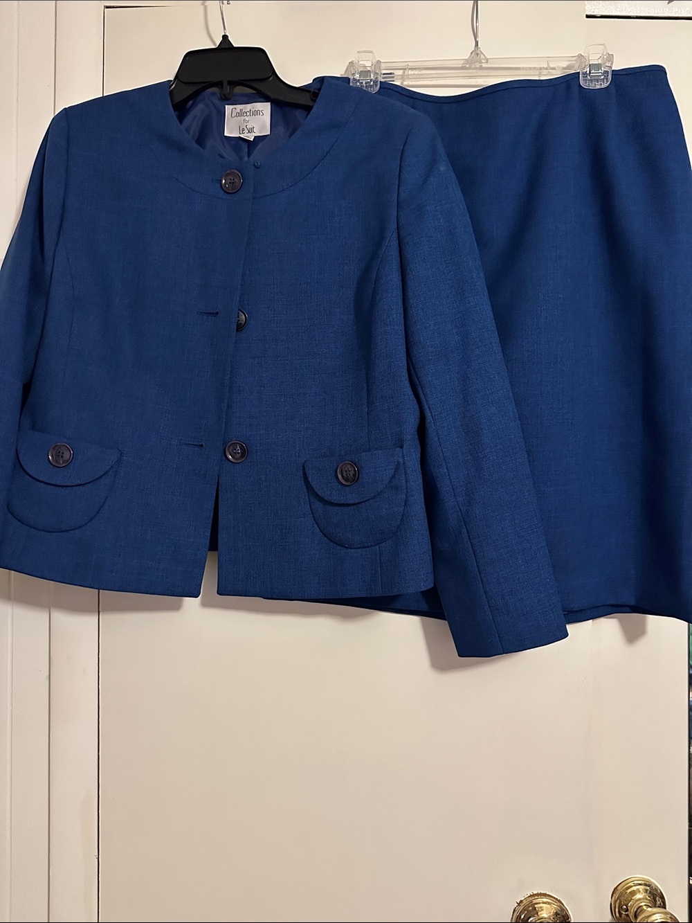 Le Suit Royal Blue Women's Skirt Suit Set